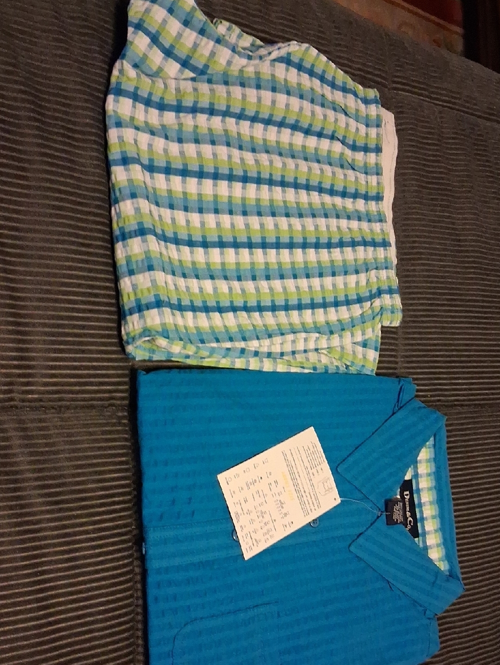 Denim&Co Blue & Green Plaid Capris and Teal Top Two-Piece Set
